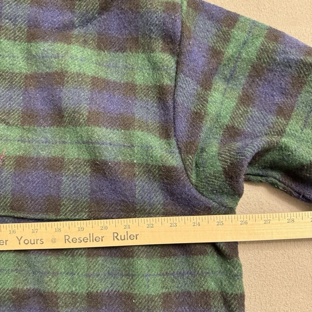 Codet Wool Jacket‎ Mens XL Green Blue Plaid Button Front Canada Outdoor
